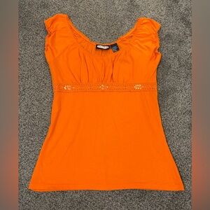 Y2K Orange Babydoll Top